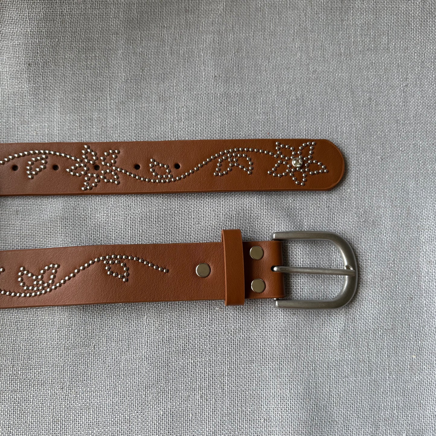 Brown Floral Studded Belt