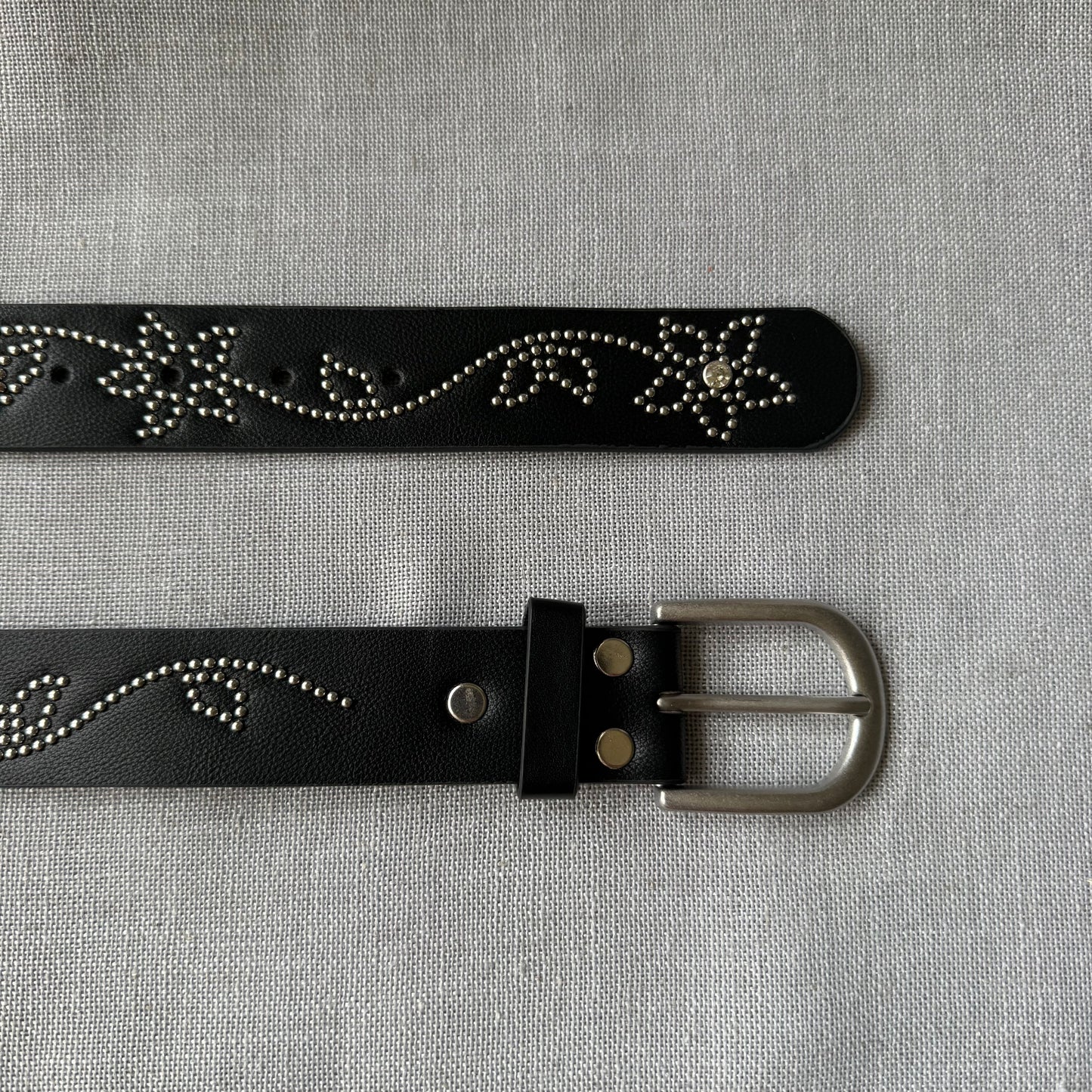 Black Floral Studded Belt