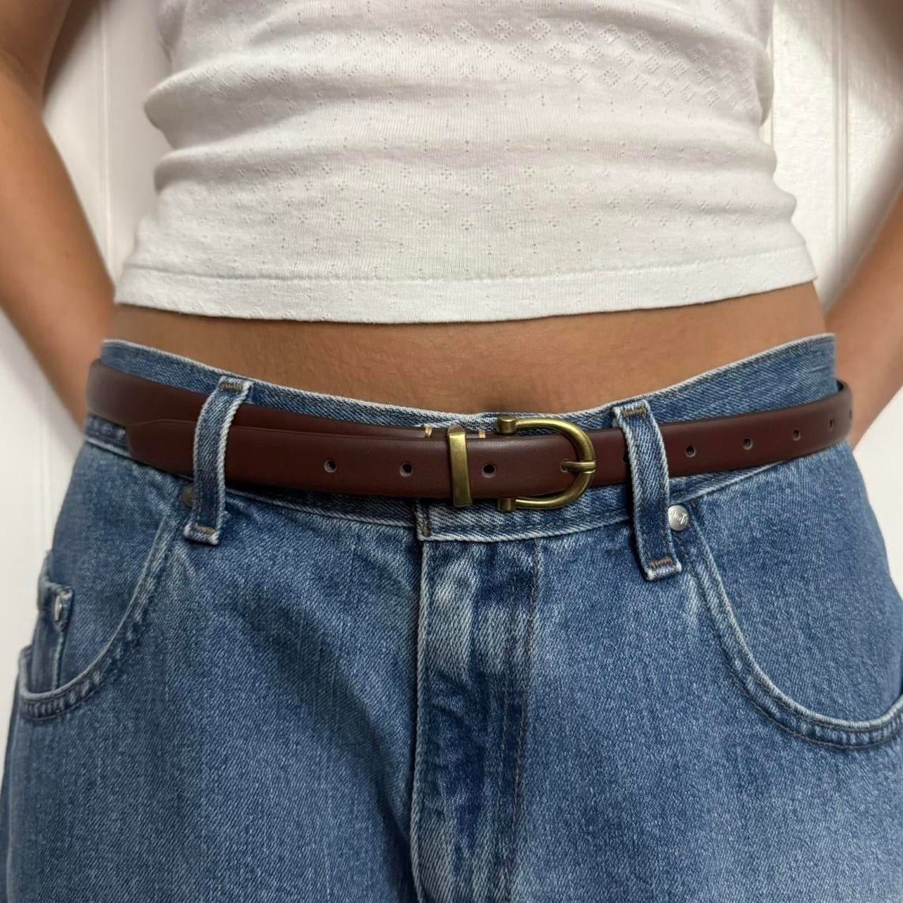 Brown thin belt