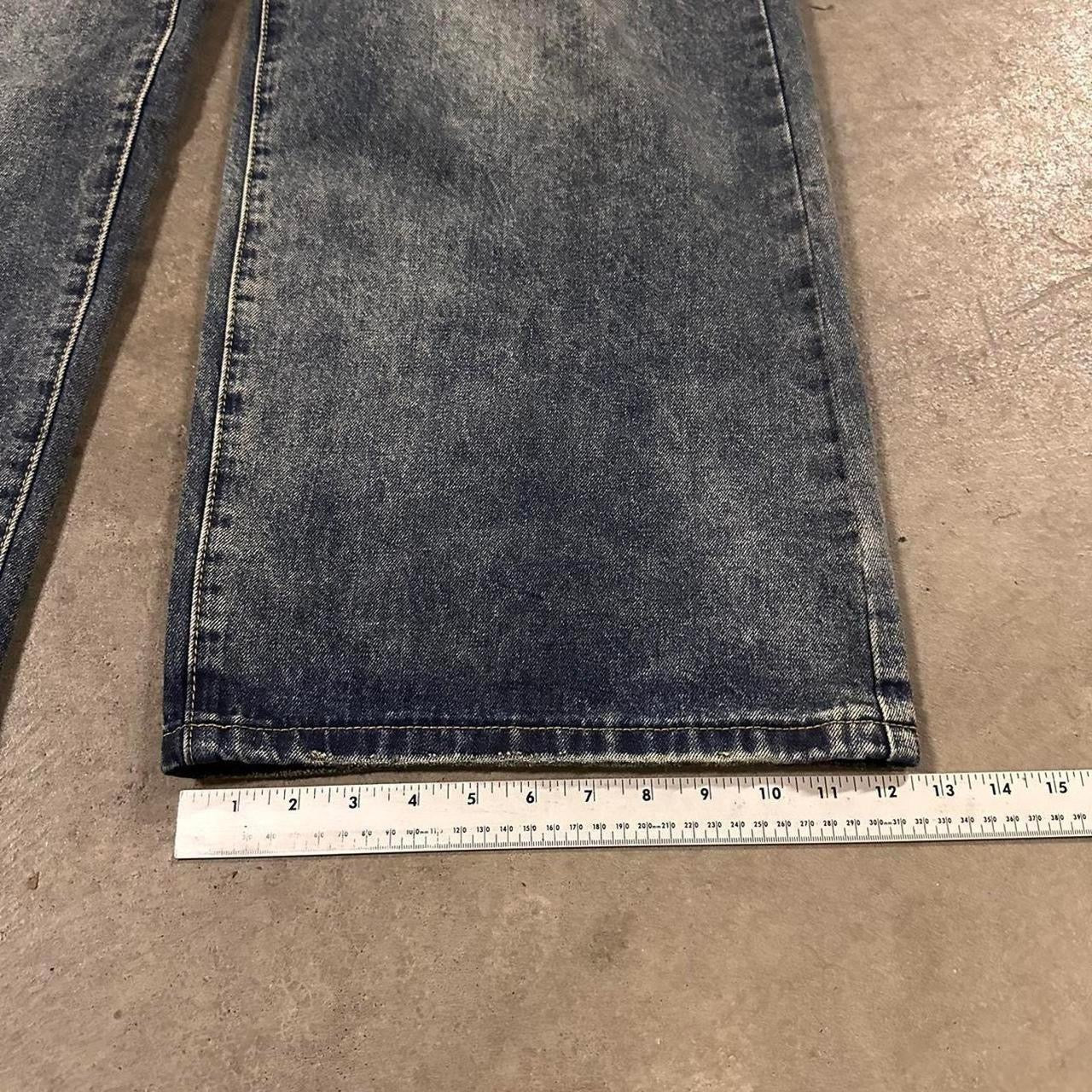 Distressed blue denim