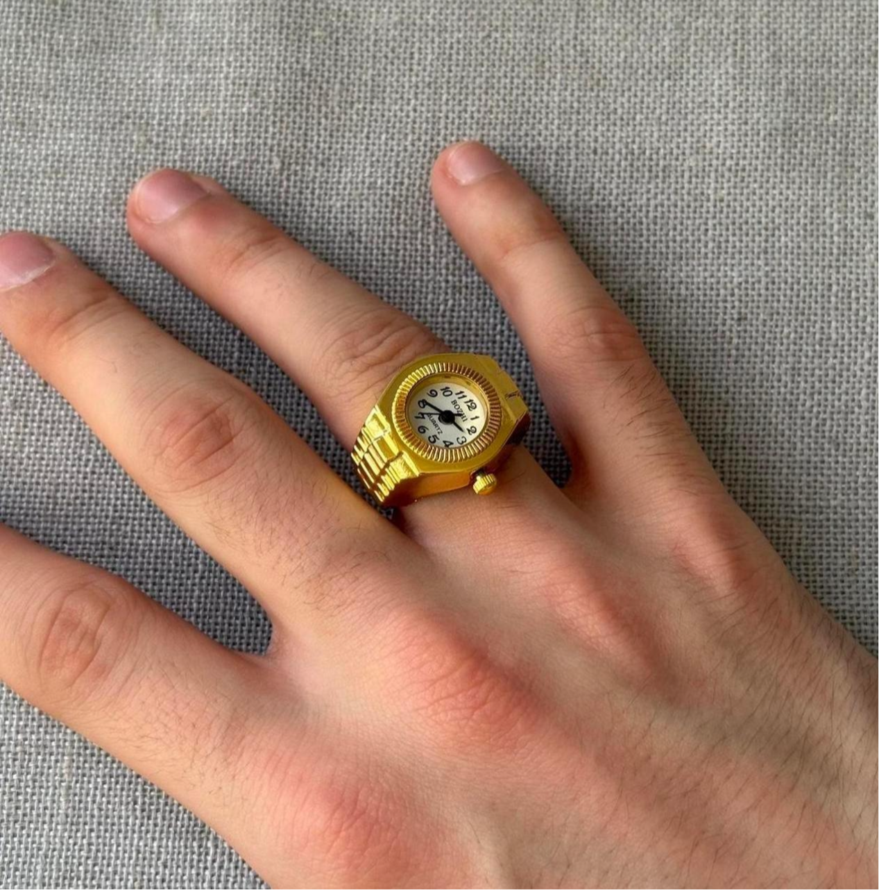 Watch Ring, Gold & White.