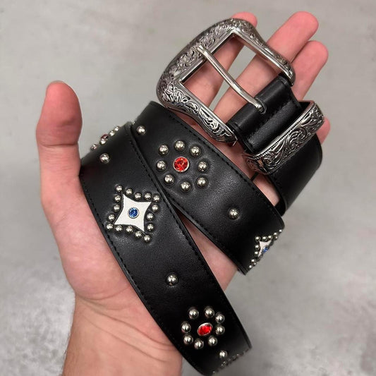 Black Studded Rhinestone Belt