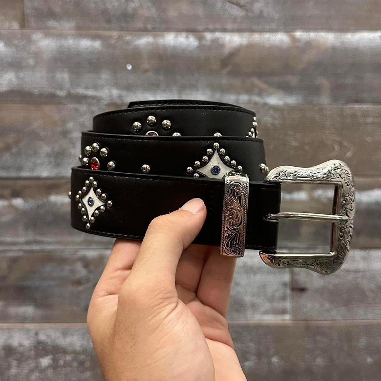 Black Studded Rhinestone Belt