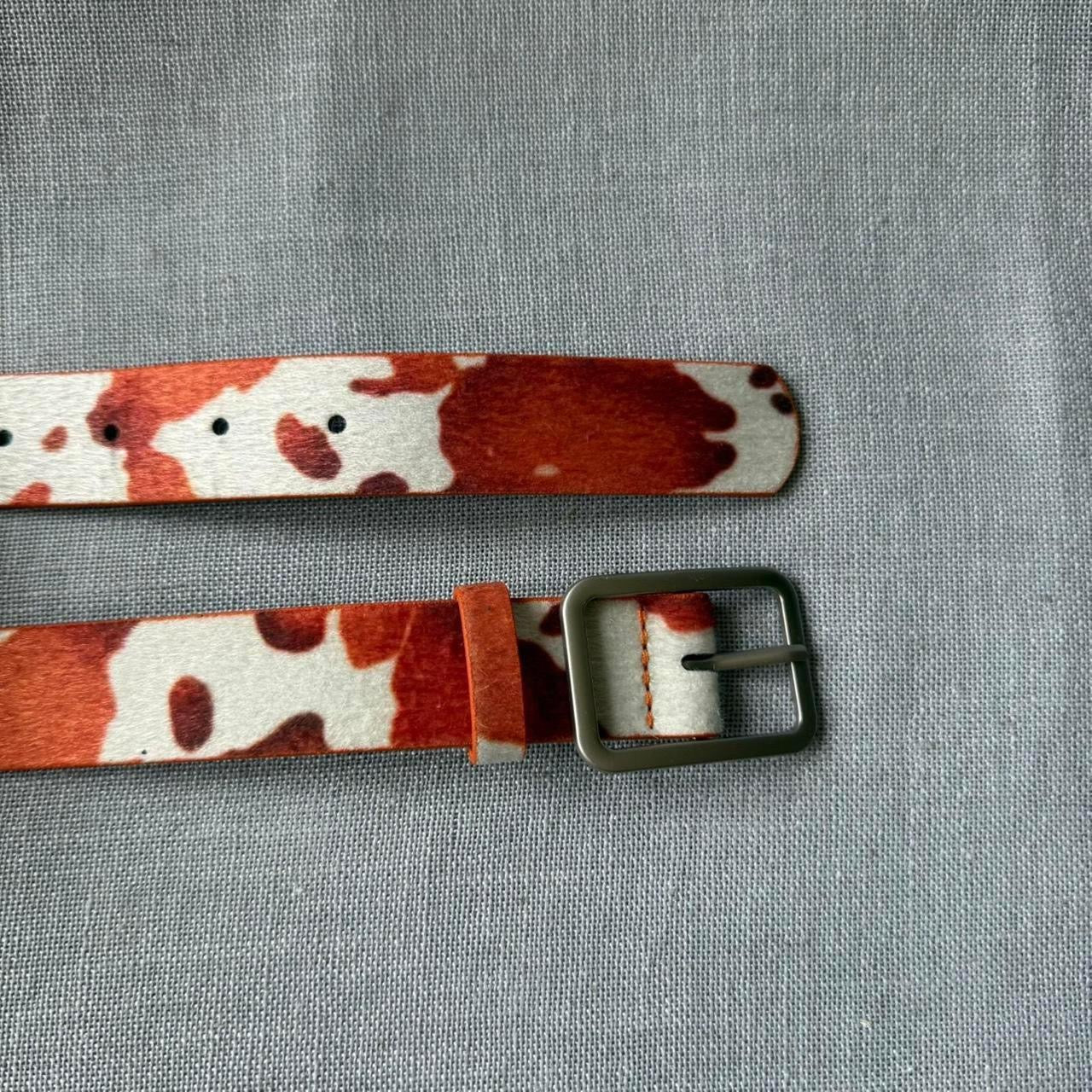 Cowhide Belt, Orange & White.