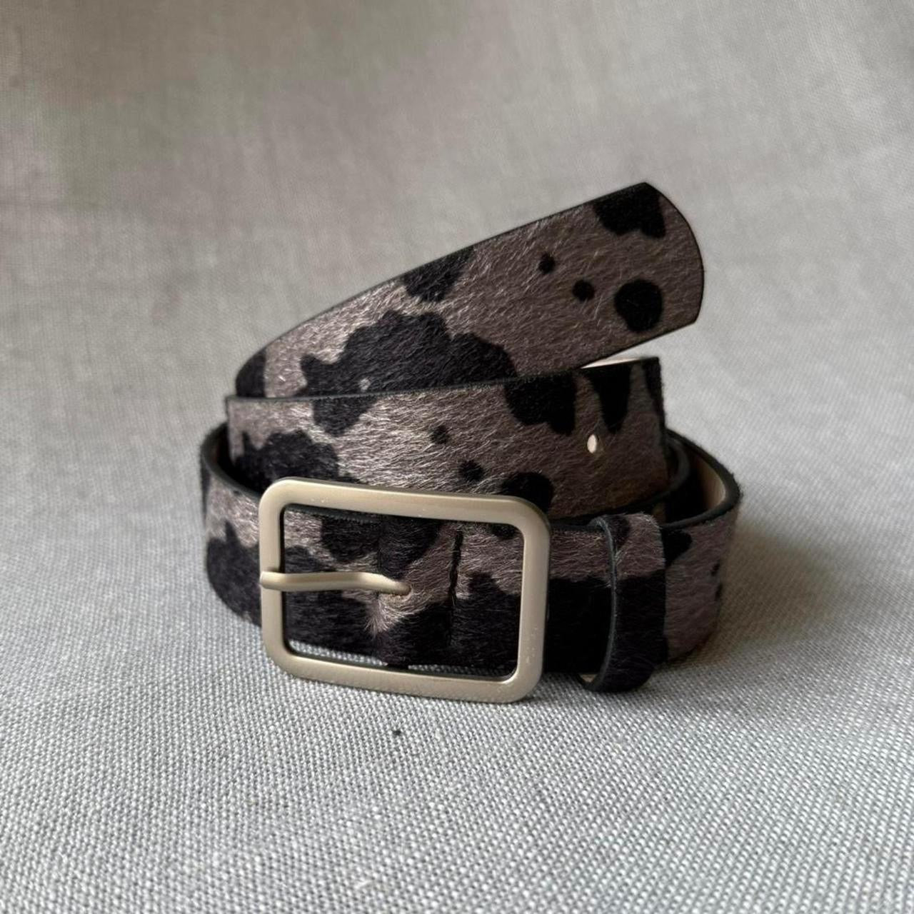 Cowhide Belt, Black & Grey.