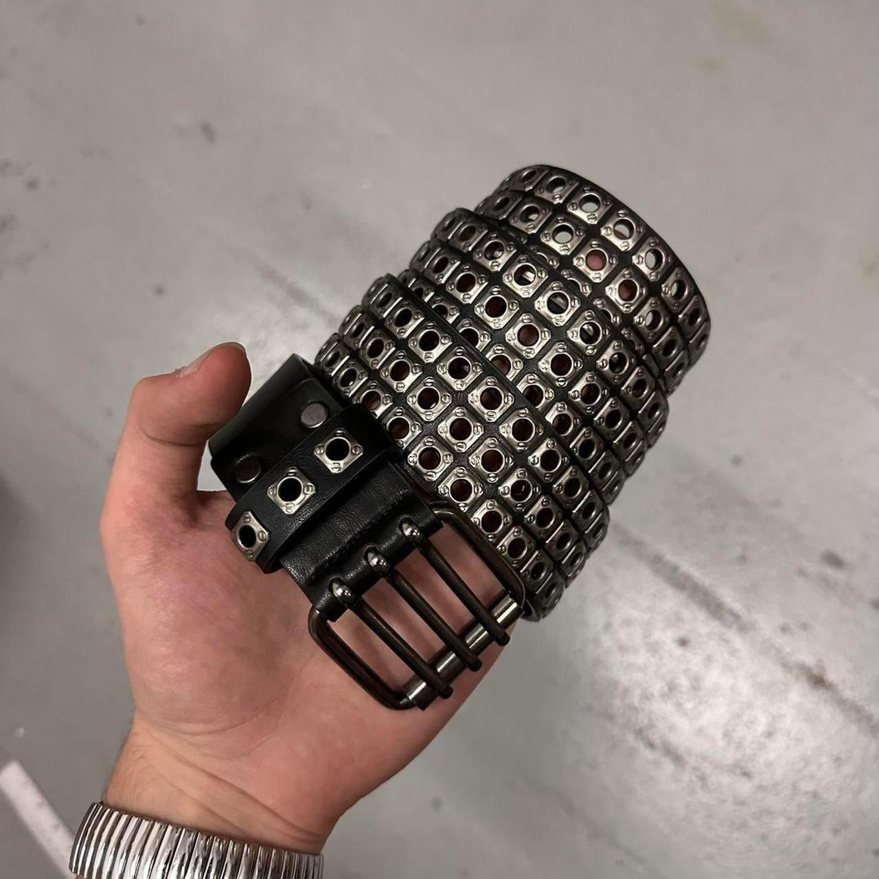 Metal Squares Belt, Black& Silver.