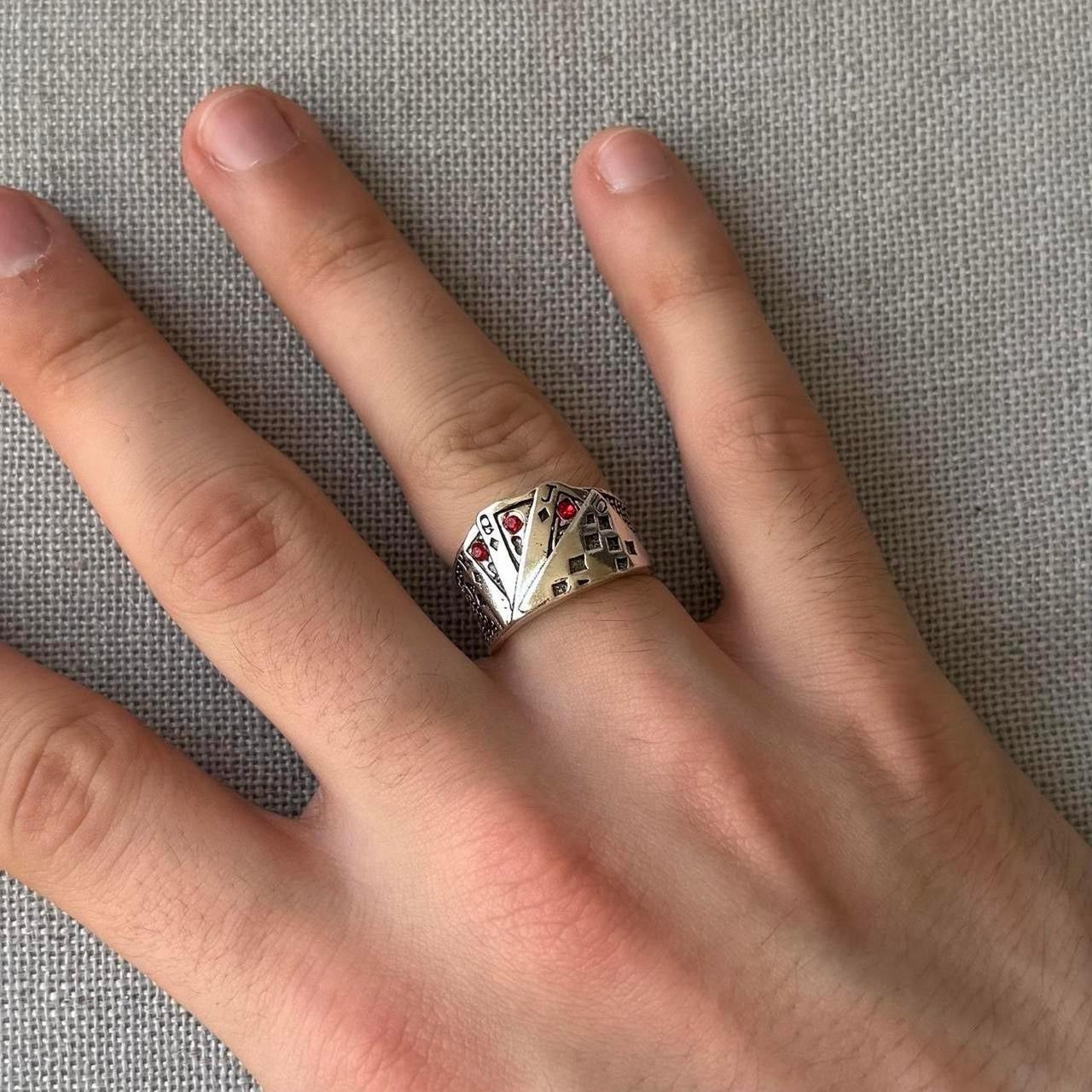 Deck Of Cards Ring, Silver.