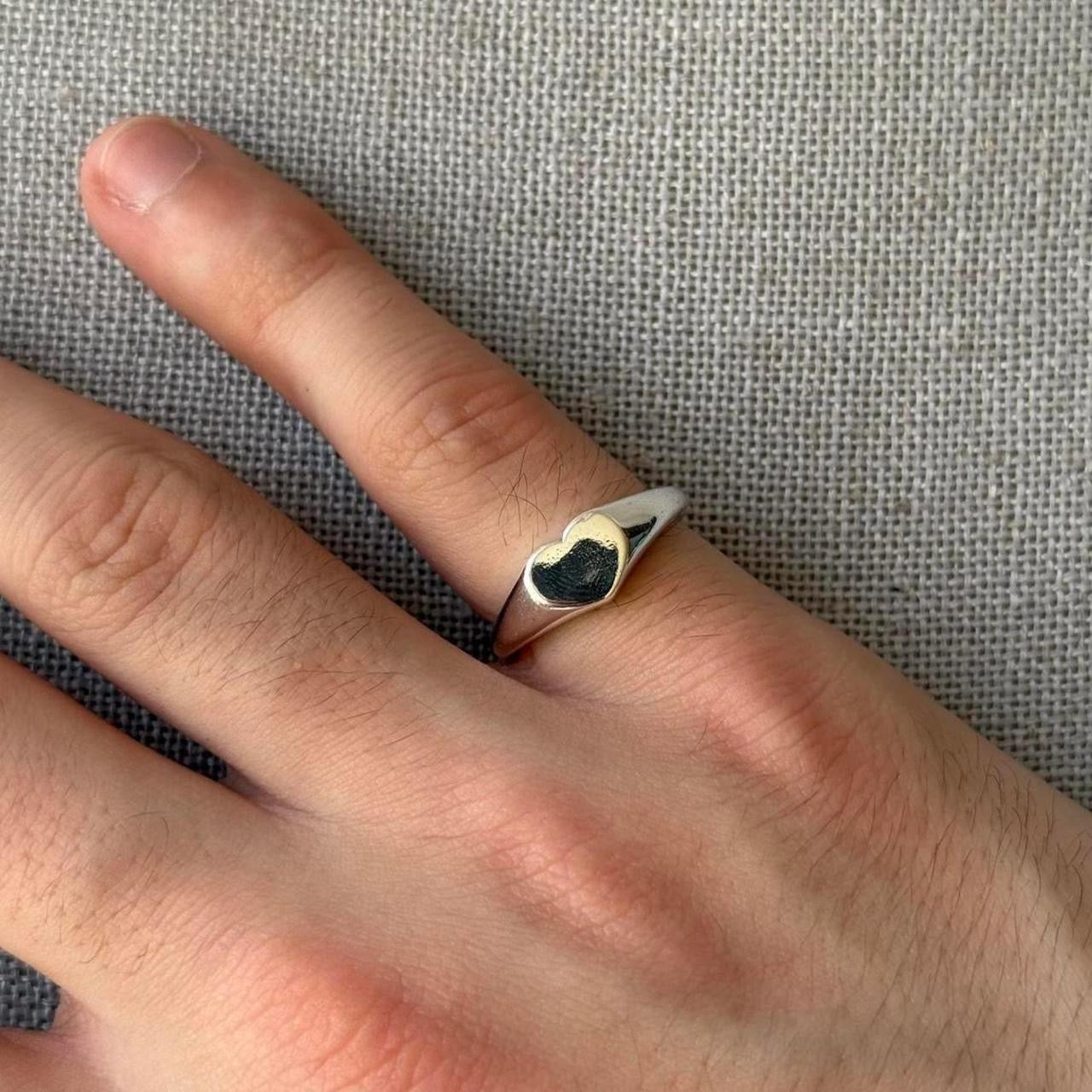 Heart Signet Ring, Silver.