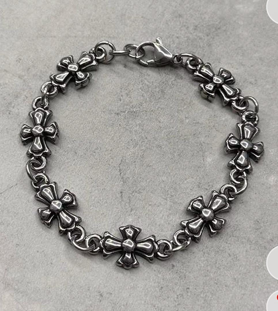 Chrome Cross Bracelet, Silver.