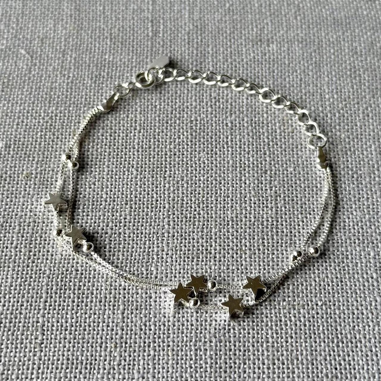 Frosted Star Bracelet, Silver.