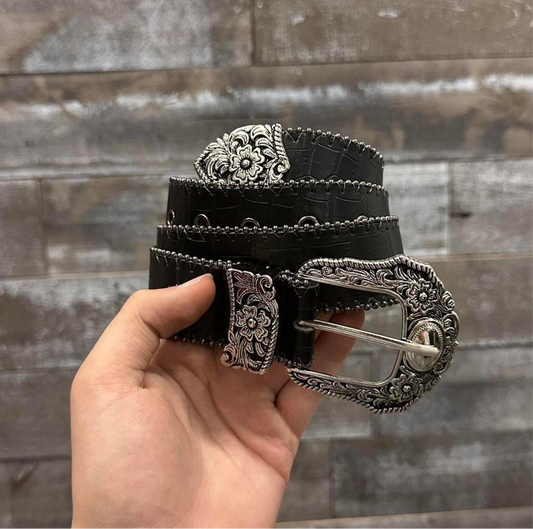 Western Snakeskin Belt, Black.