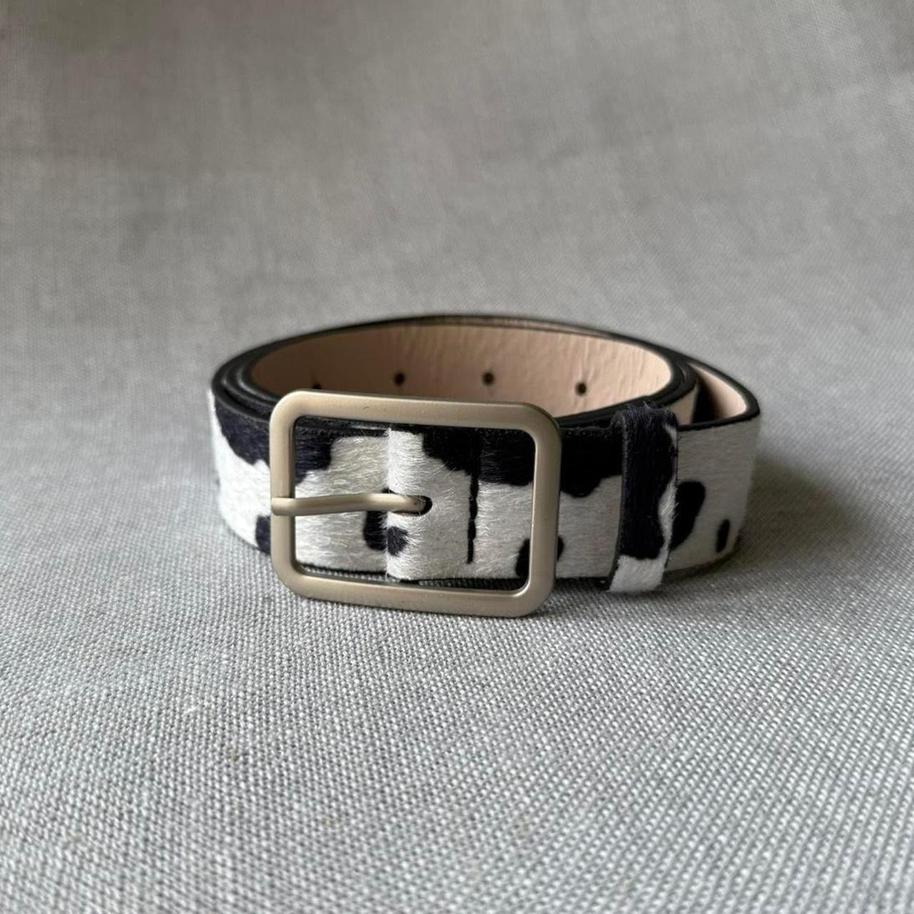 Cowhide Belt, Black & White.
