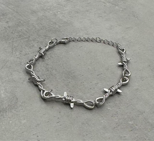 Barbed Wire Bracelet, Silver.