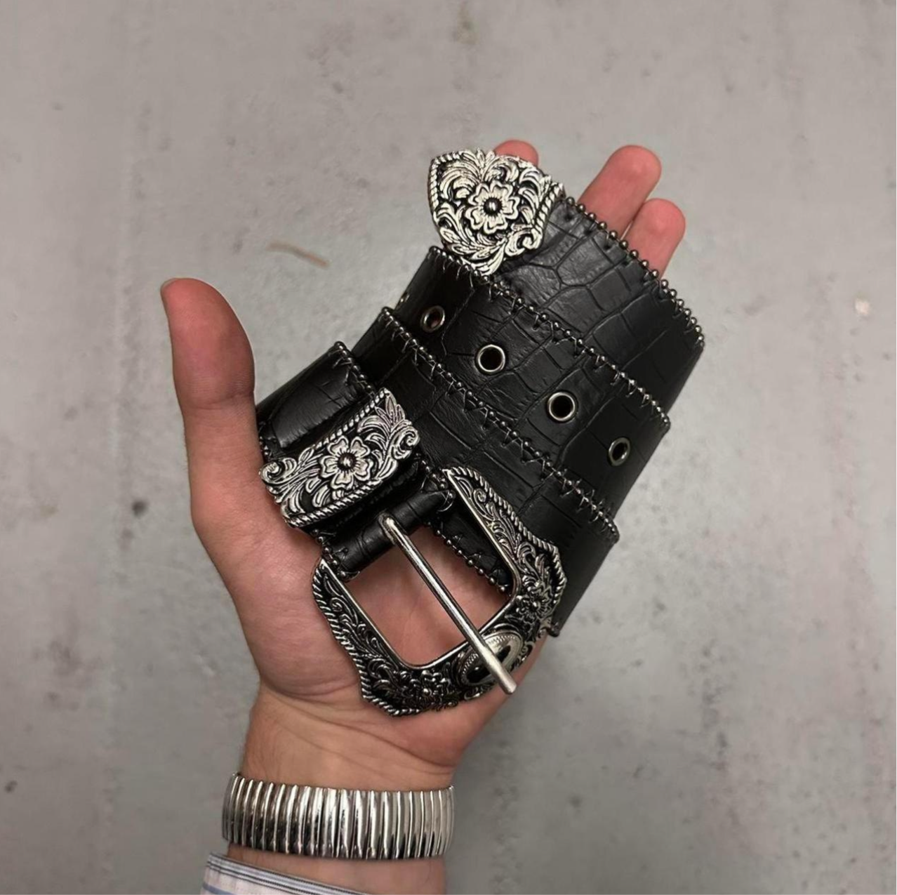 Western Snakeskin Belt, Black.