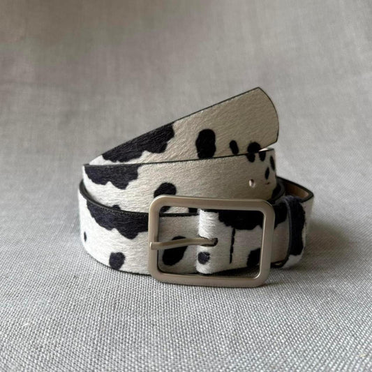 Cowhide Belt, Black & White.