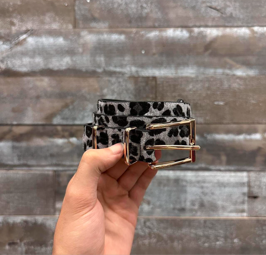 Leopard Belt, Black & Grey.