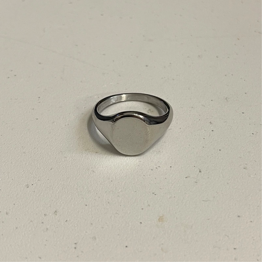Round Signet Ring, Silver.
