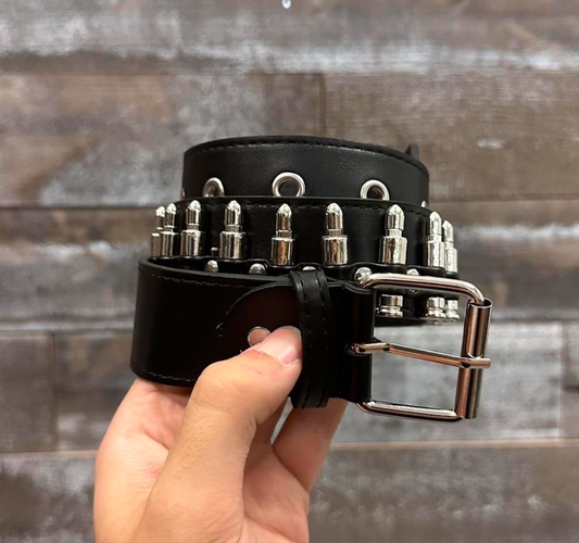 Bullet Belt, Black & Silver.