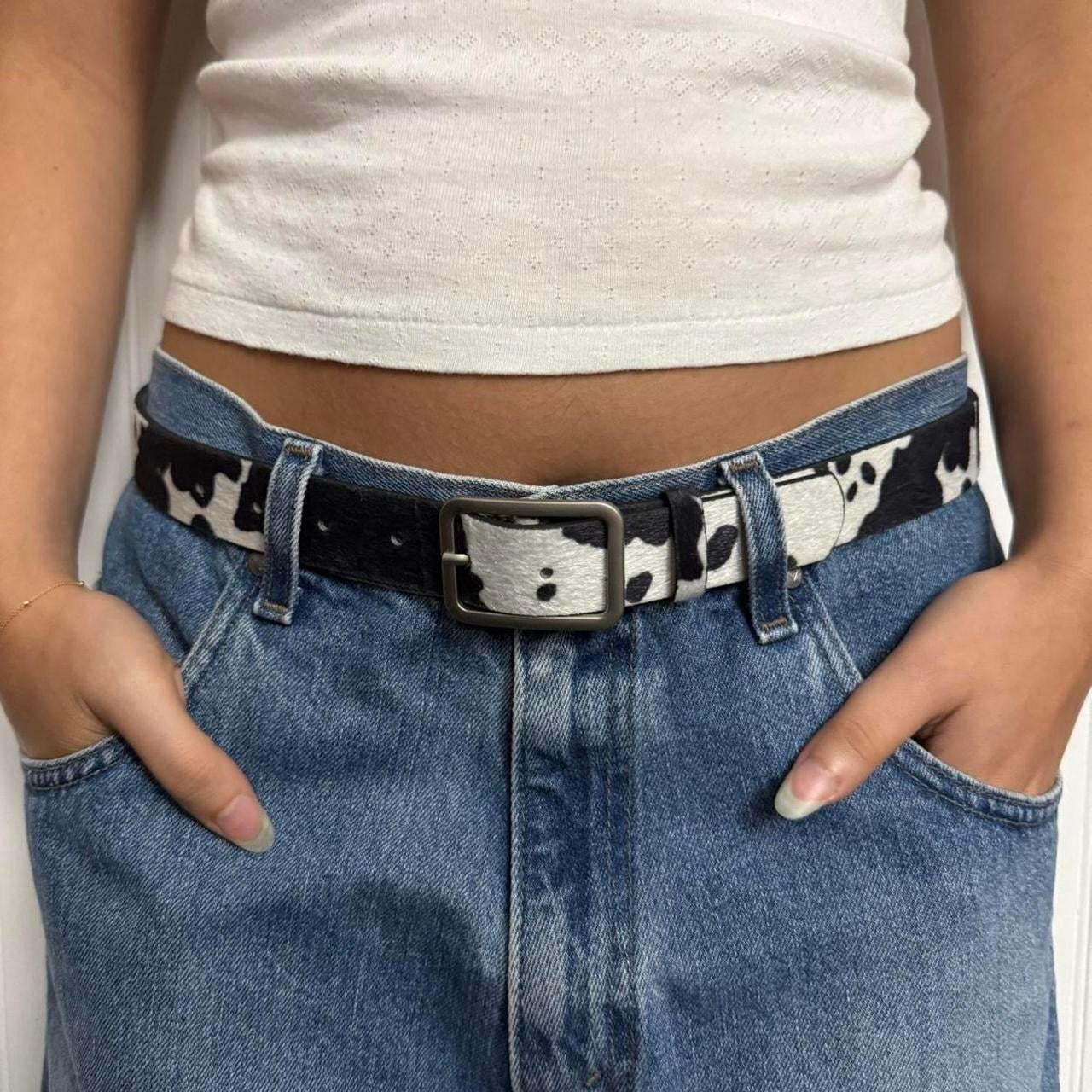 Cowhide Belt, Black & White.