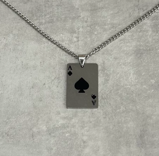 Ace Of Spades Necklace, Silver.