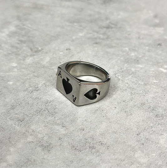 Ace Of Spades Ring, Silver.