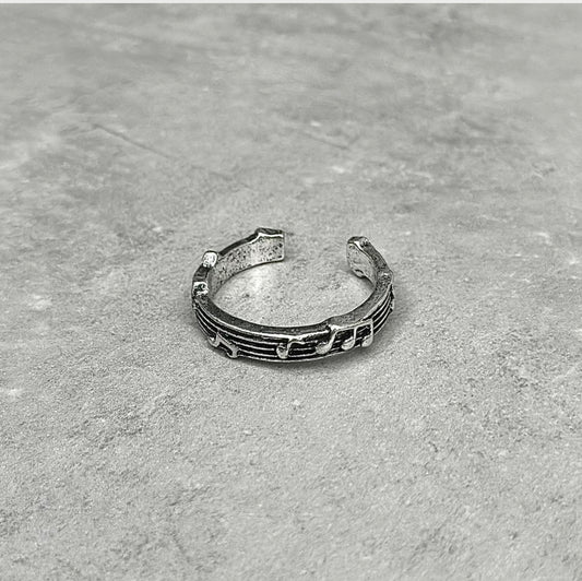 Music Notes Ring, Silver.