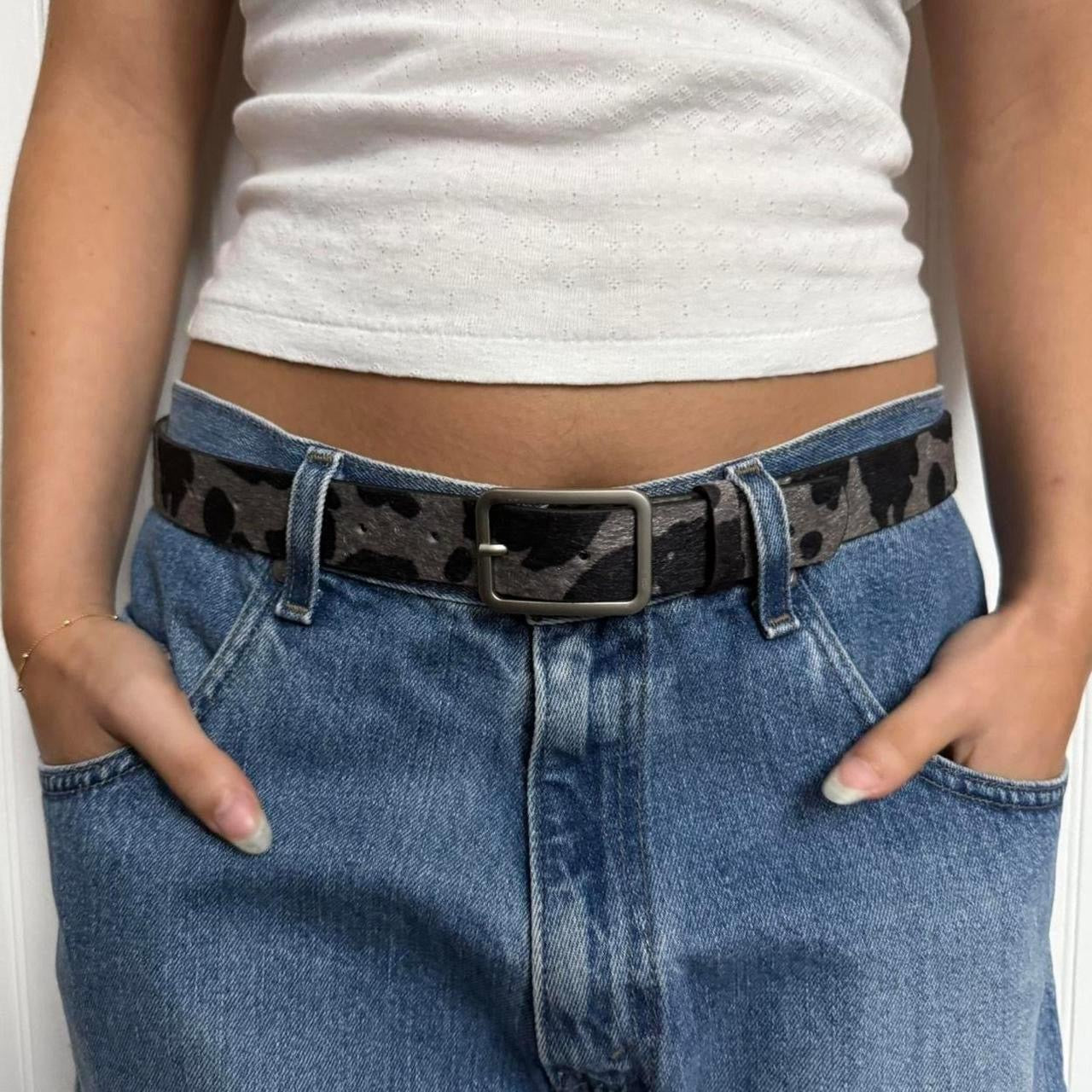 Cowhide Belt, Black & Grey.