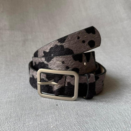 Cowhide Belt, Black & Grey.