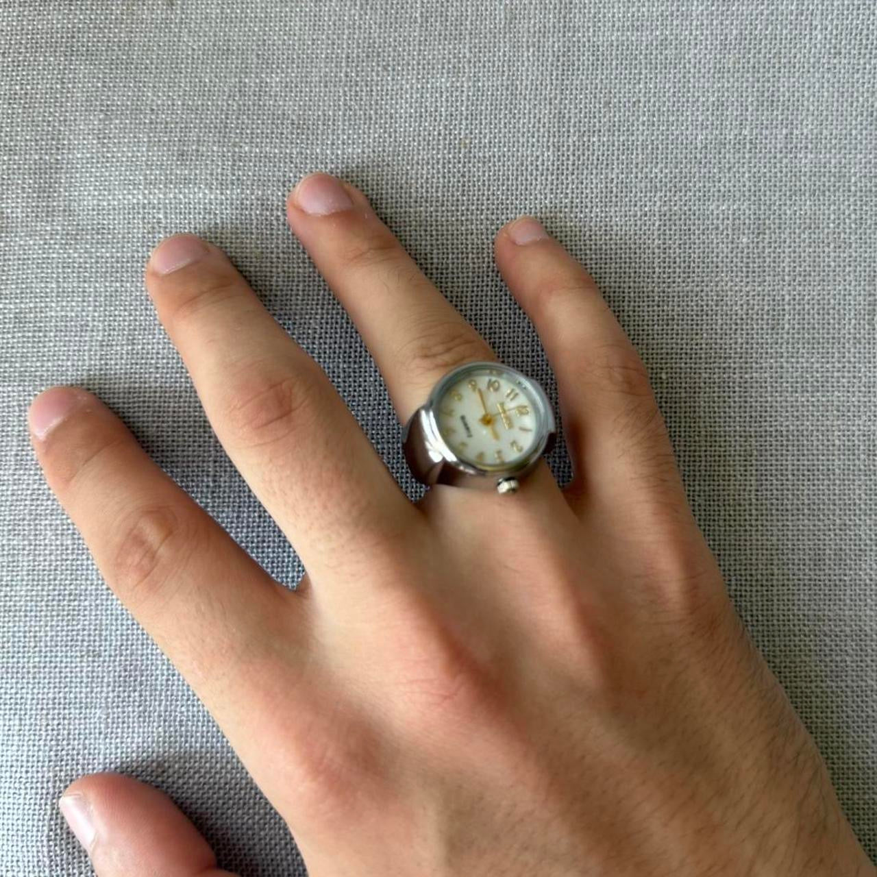 Watch Ring, Silver & White.