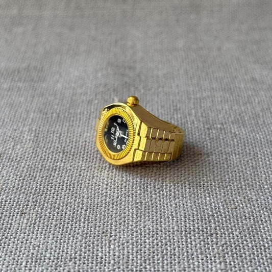 Watch Ring, Black & Gold.