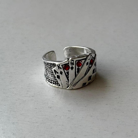Deck Of Cards Ring, Silver.