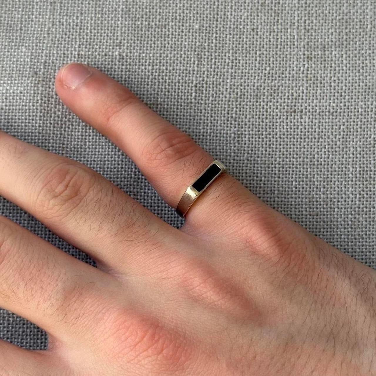 Rectangle Signet Ring, Black & Silver.