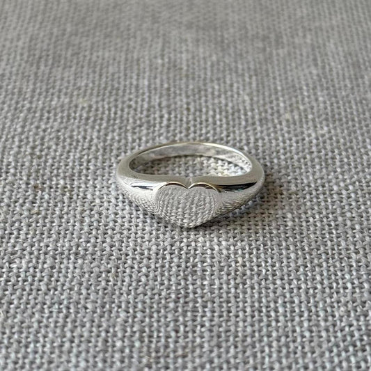 Heart Signet Ring, Silver.