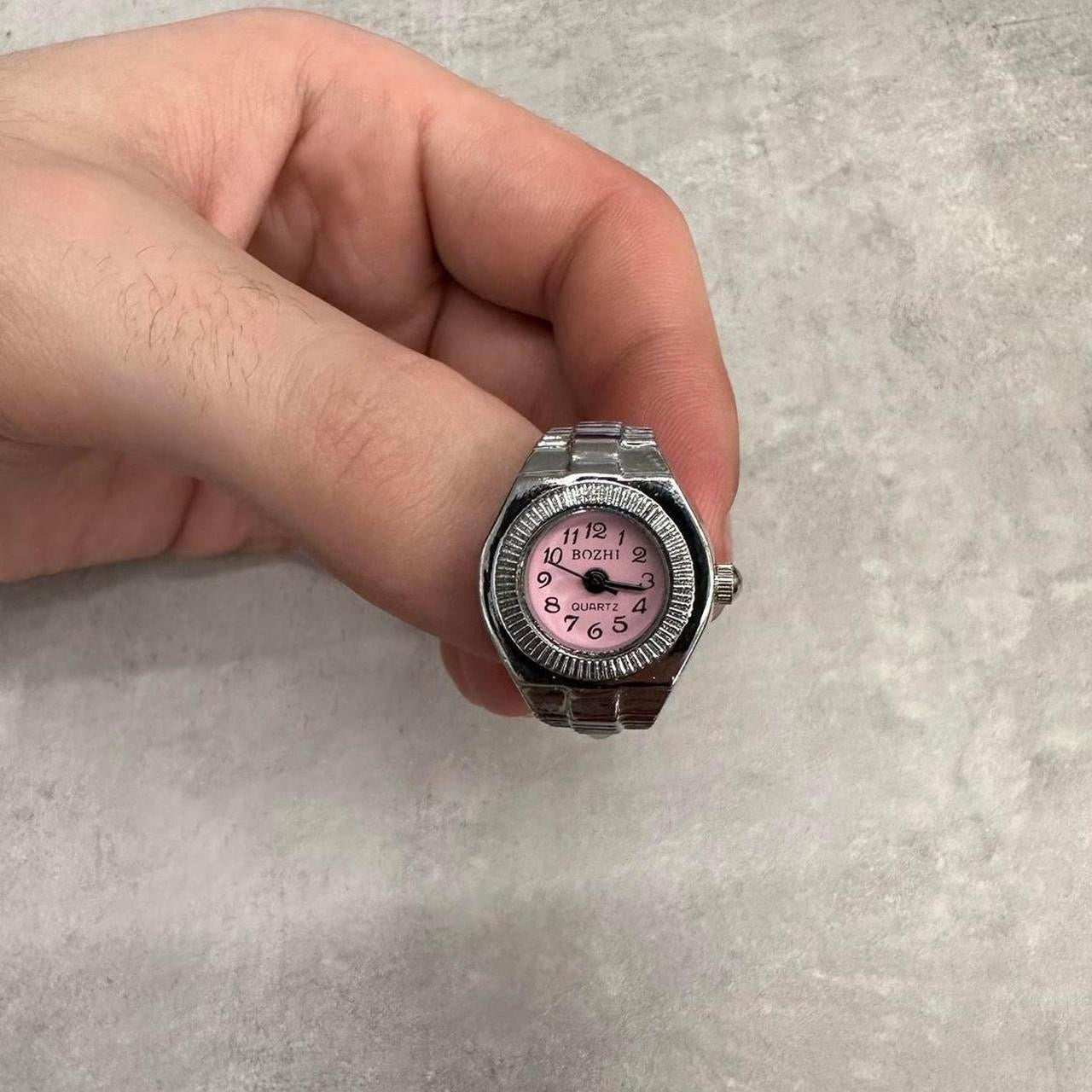 Watch Ring, Pink & Silver.