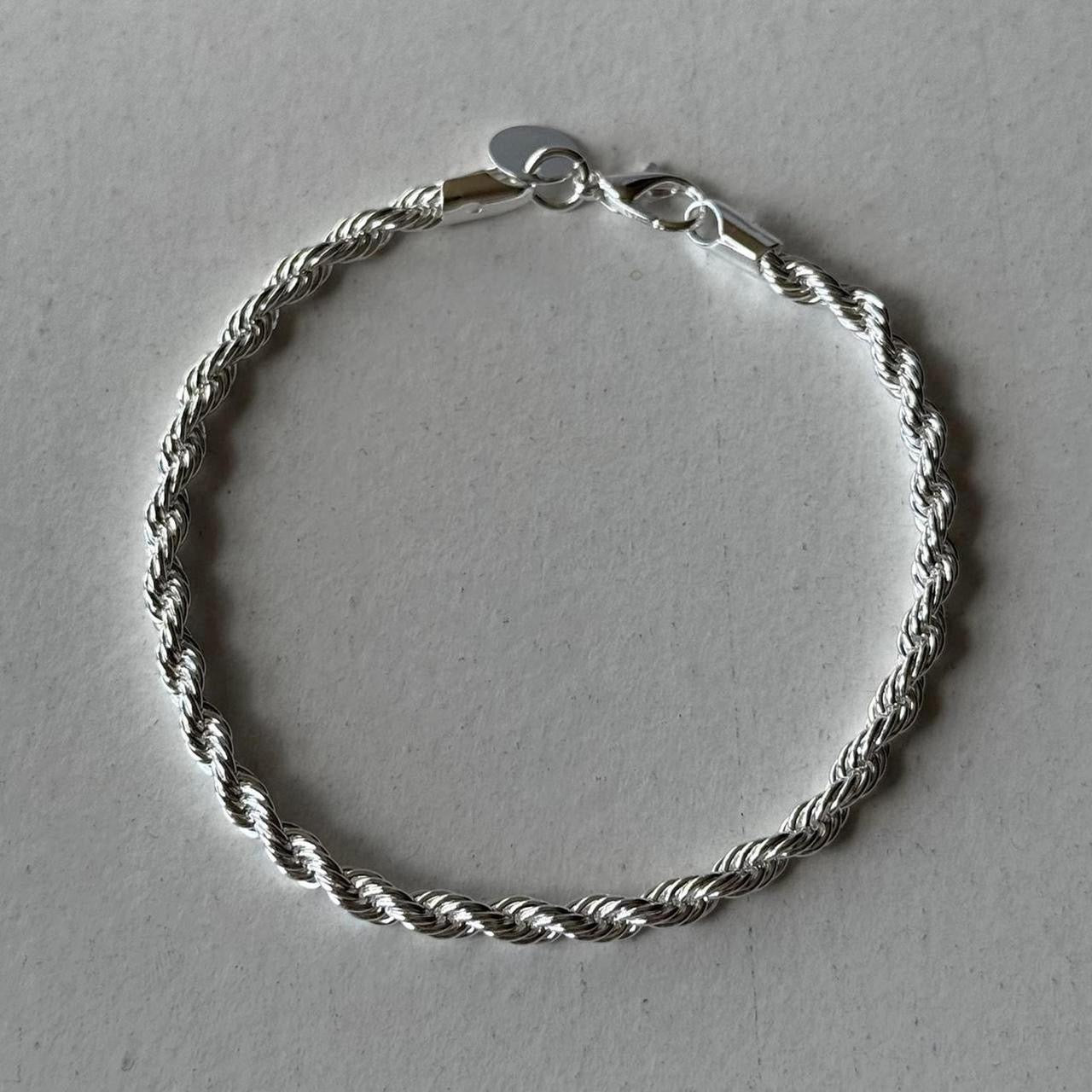 Twisted Rope Bracelet, Silver.