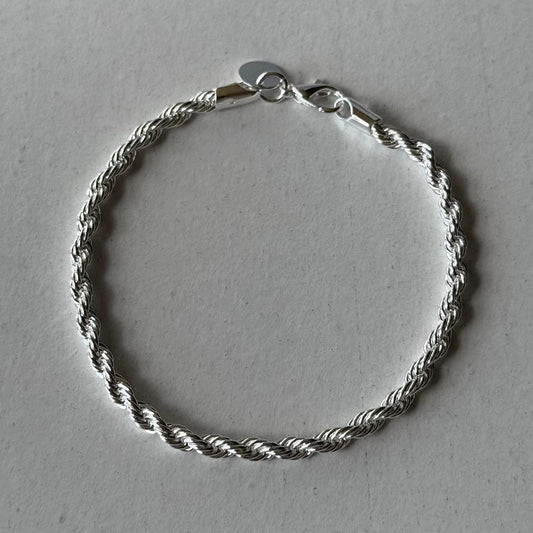 Twisted Rope Bracelet, Silver.