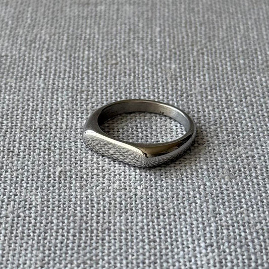 Rectangle Signet Ring, Silver.