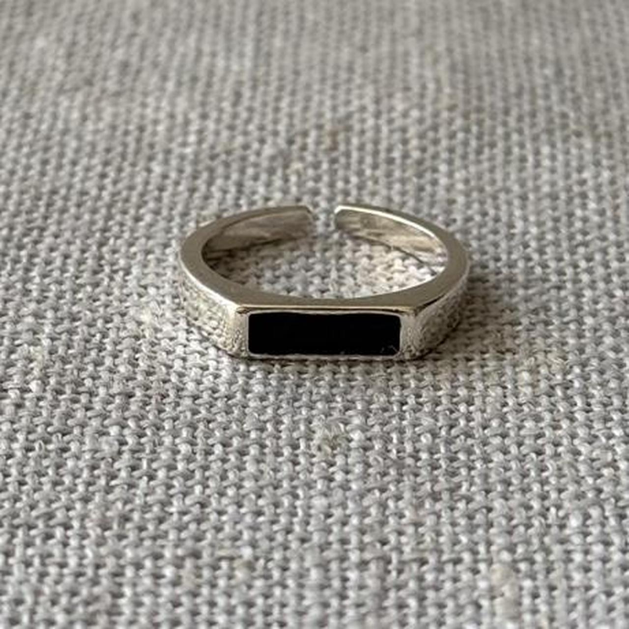 Rectangle Signet Ring, Black & Silver.