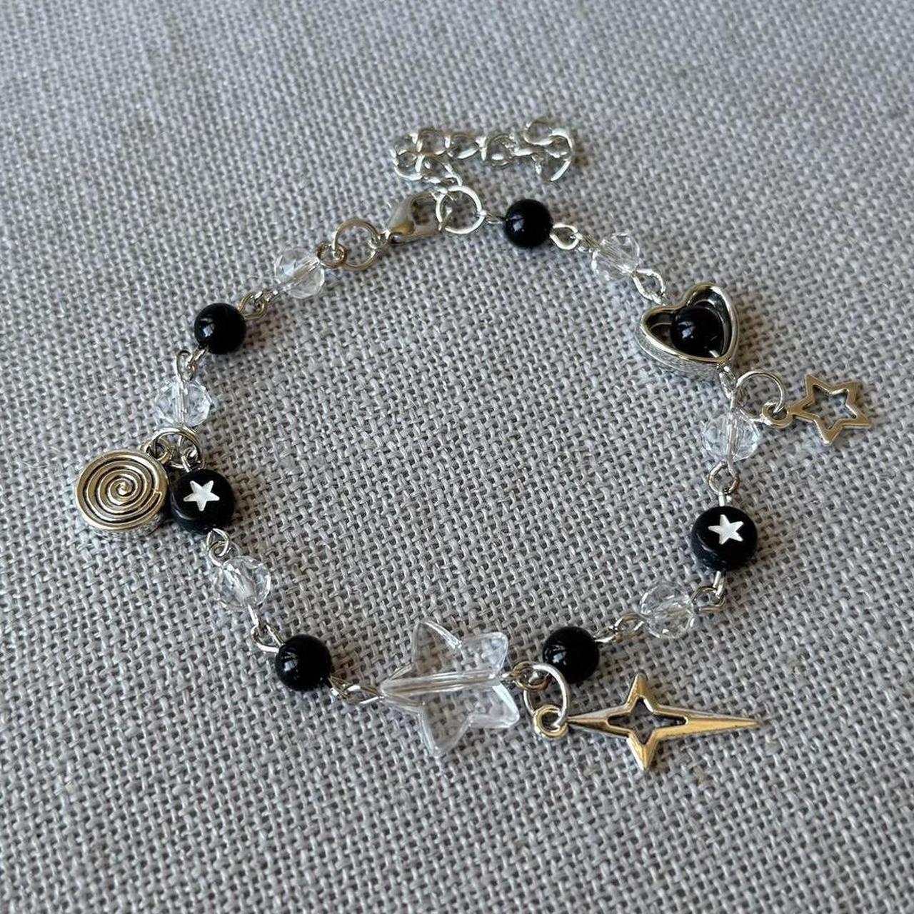 Star Charms Bracelet, Black & Silver.