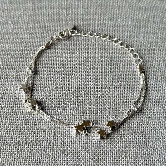 Frosted Star Bracelet, Silver.